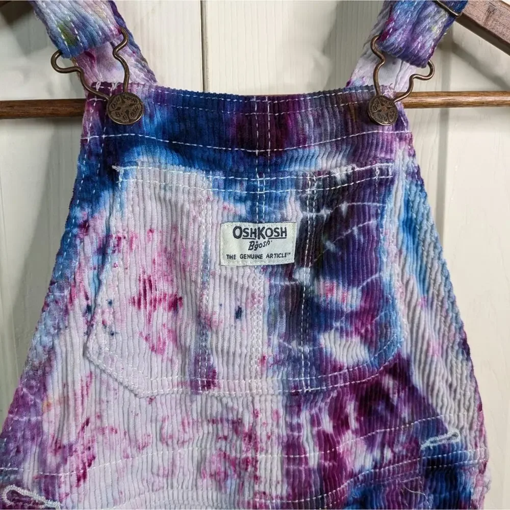 OshKosh B'Gosh Vestbak Tie Dye Corduroy Overalls Bib 5T Youth Vintage Playcore